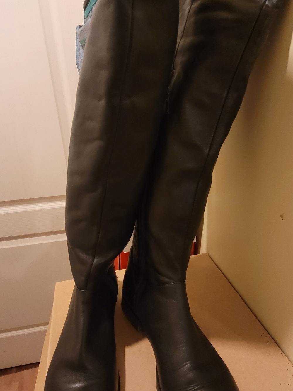 Italian Leather Over-the-Knee Boots Size Women's Tall Black Leather Riding Boots